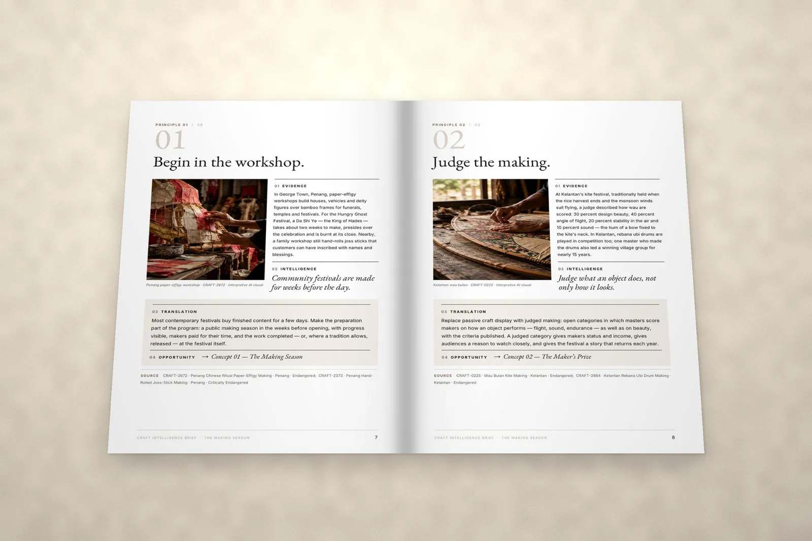 Concept spread from the sample brief The Making Season